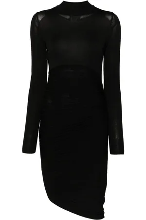 Serafini Plissé-effect fine-knit dress