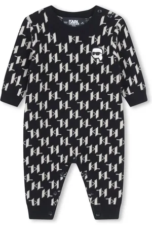 Karl Lagerfeld Monogram-pattern jacquard babygrow