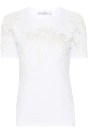 ERMANNO SCERVINO Floral-appliqué cotton T-shirt