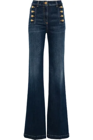 Elisabetta Franchi Decorative-button high-waist wide-leg jeans