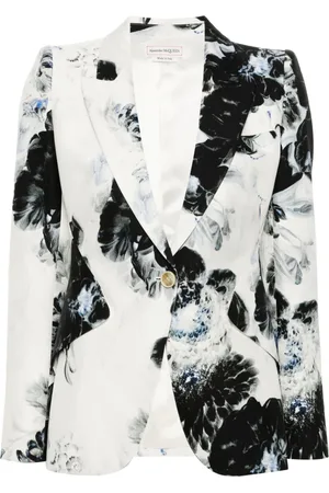 Alexander McQueen Chiaroscuro-print single-breasted blazer