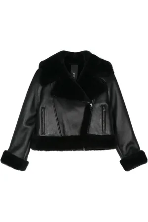 Blancha Shearling-trim leather jacket