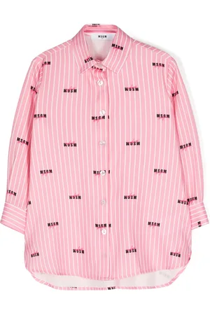 Msgm Logo-print striped shirt