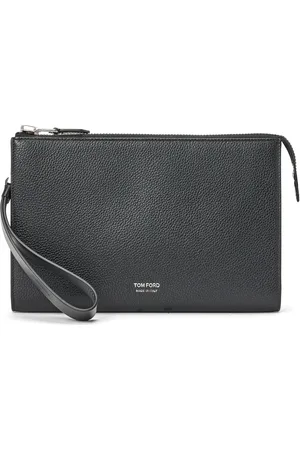 Tom Ford Pebbled-leather logo-print clutch