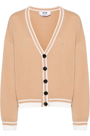 Msgm Embroidered-logo knitted cardigan