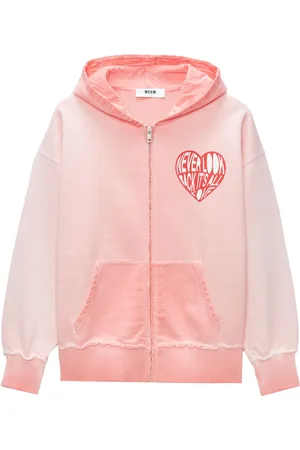 Msgm Heart-print zip-up hoodie