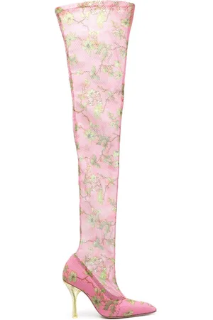 OFF-WHITE 100mm thigh-high mesh boots