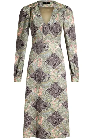 Etro Check print twill dress