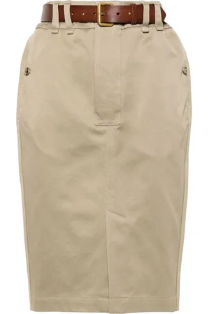 Saint Laurent Belted gabardine pencil skirt