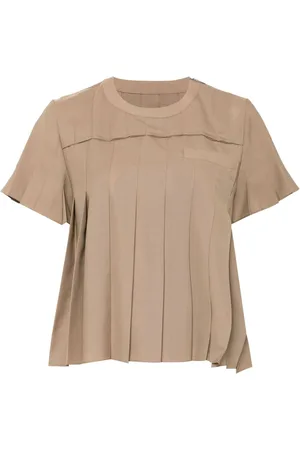 SACAI Pleated wool-blend blouse