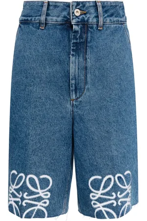 Loewe Anagram-embroidered wide-leg denim shorts