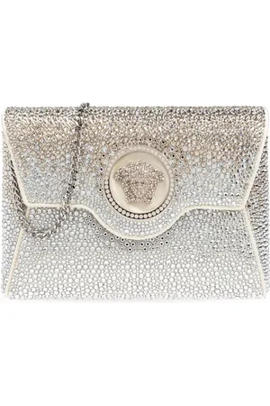 VERSACE La Medusa crystal-embellishment envelope clutch