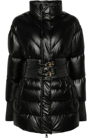 VERSACE Baroque-buckle padded jacket