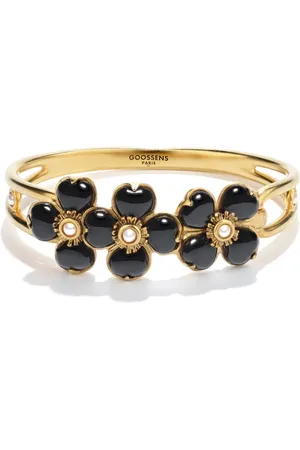 Goossens 24kt plated Clover quartz and pearl bracelet