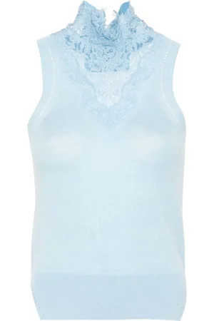 ERMANNO SCERVINO Floral-appliqué mock-neck tank top
