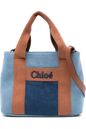 Chloé Embroidered-logo denim tote bag