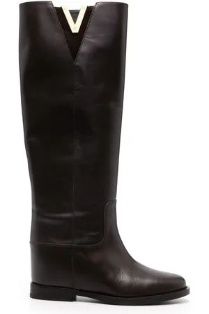 Via Roma Logo-plaque leather boots