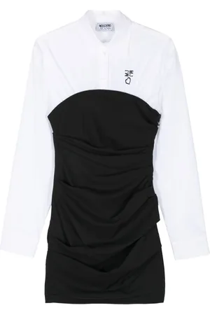 Moschino Logo-print ruched shirtdress
