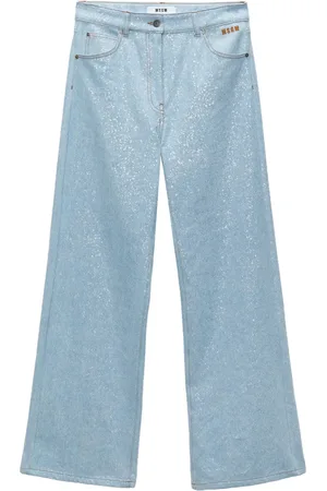 Msgm Logo-appliqué wide-leg jeans