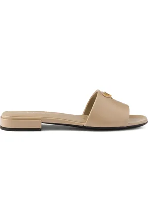 Prada Saffiano patent-leather slides