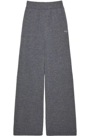 Msgm Embroidered-logo straight-leg trousers