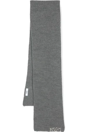 Msgm Embroidered-logo knitted scarf