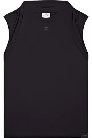 Courrèges Draped-detail cotton tank top