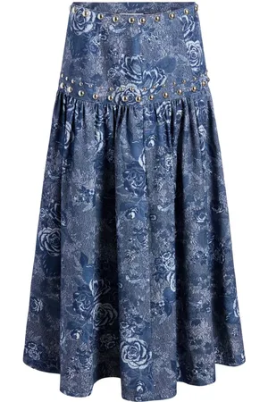 Cinq A Sept Maia studded floral midi skirt