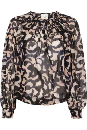FORTE FORTE Abstract-print semi-sheer blouse