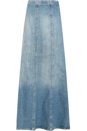 haikure Seamed denim midi skirt