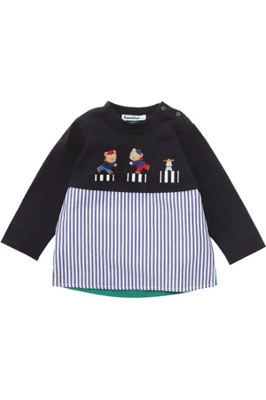 Familiar Stripe-pattern cotton sweatshirt