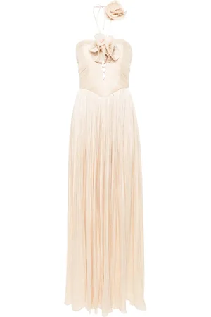 Ana Radu Floral-appliqué halterneck gown