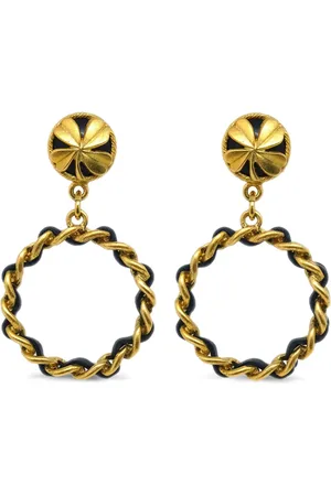 CHANEL 1994 hoop drop clip-on earrings