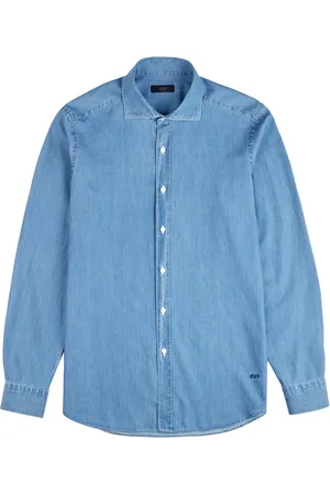 FAY Logo-embroidered chambray shirt