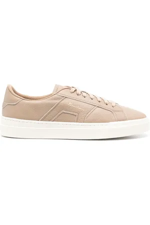 santoni Logo-stamp leather sneakers