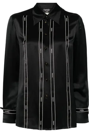 CHANEL 1994 logo-print silk shirt