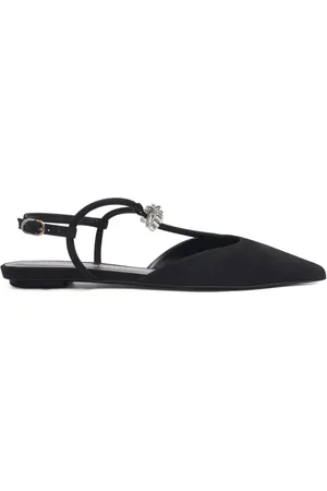 Stuart Weitzman Tully Crystal T-strap ballerina shoes
