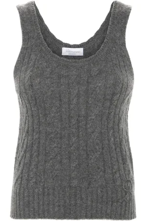 BLUMARINE Logo-embroidered cable-knit top