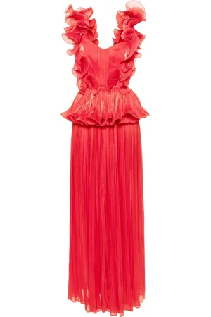 Ana Radu Ruffled-detail plissé gown