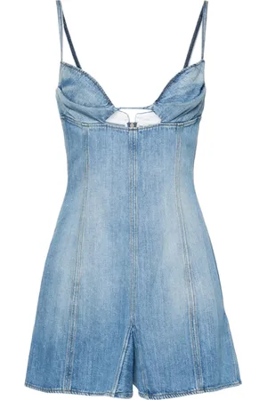 Nensi Dojaka Godet-design denim mini dress