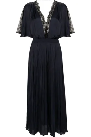 Maje Lace-trim pleated maxi dress