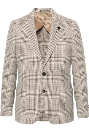 LARDINI Single-breasted checked blazer
