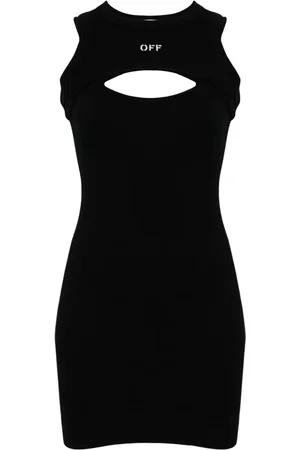 OFF-WHITE Logo-print cut-out minidress