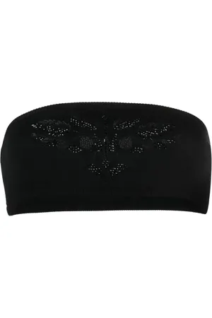 Max Mara Floral-embroidered studded cropped top