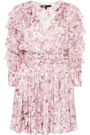 Maje Graphic-print ruffled mini dress