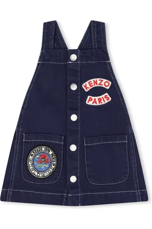 Kenzo Logo-appliquéd cotton dungaree dress