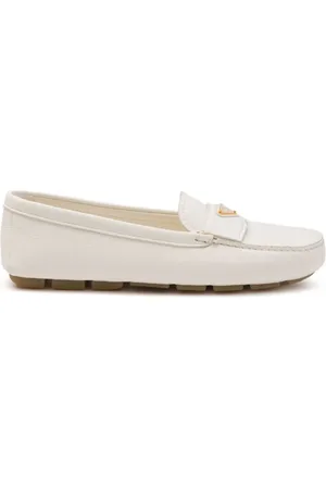 Prada Enamel triangle-logo leather loafers