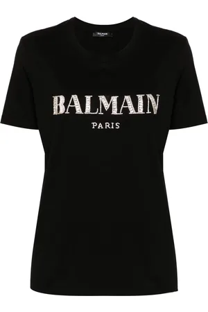 Balmain Crystal-logo cotton T-shirt