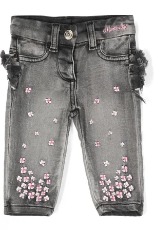 MONNALISA Floral-embroidered jeans