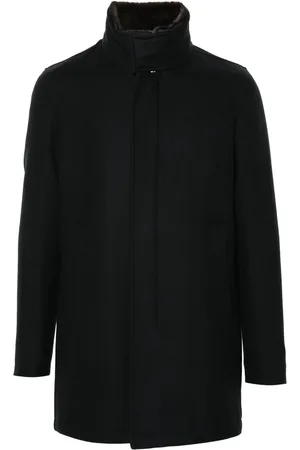 HERNO Faux-fur collar twill coat
